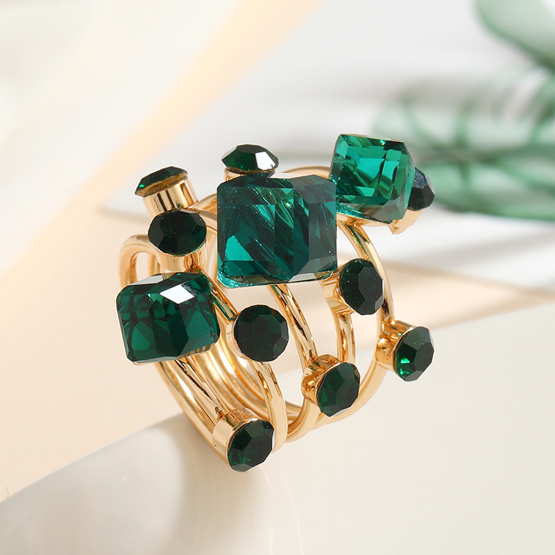 16g Weight Electroplating Gold Plating Process Elegant Lady Geometric Metal Plating Inlay Zircon Women's Rings
