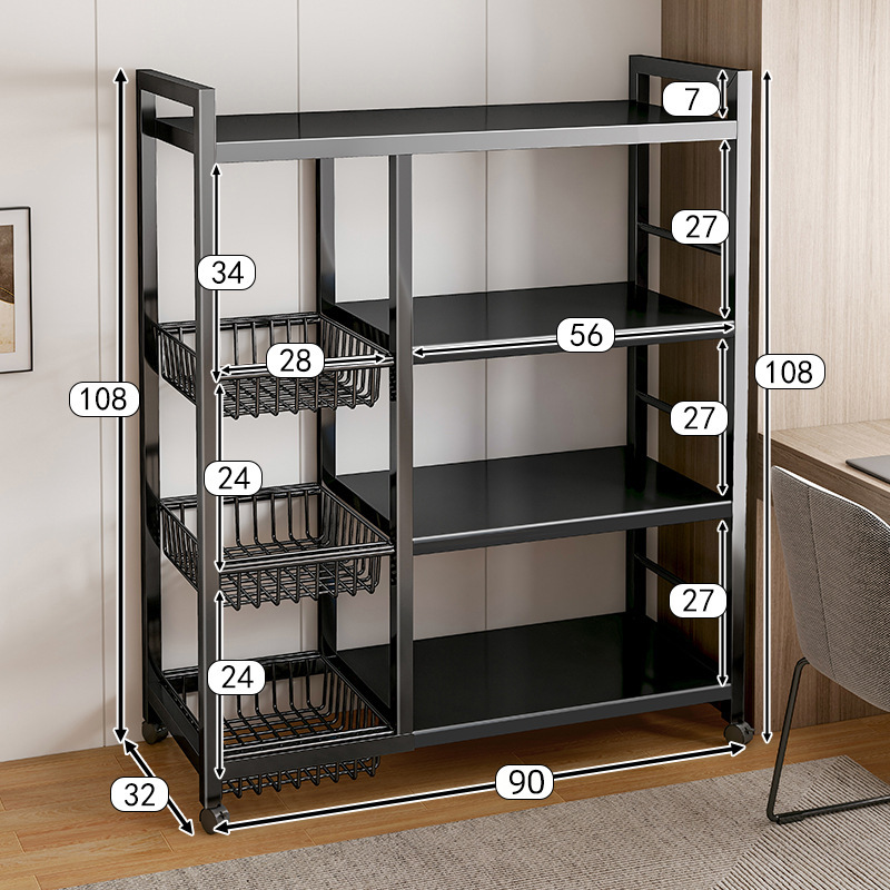Estante de almacenamiento de piso a techo Estante de almacenamiento de varias capas Dormitorio de niñas Almacenamiento en el hogar Exhibición de hierro forjado Sala de estar Estante corto extraíble