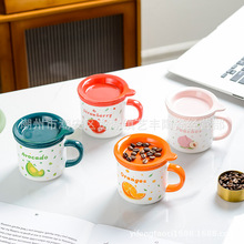 陶瓷杯韩版马克杯带盖勺日式咖啡牛奶早餐杯可爱家用水杯子女学生