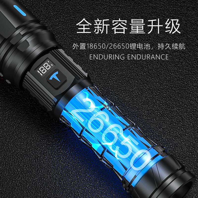 Transfronterizos nueva linterna de aluminio al aire libre doble fuente de luz láser blanco ultra brillante táctica linterna de mano