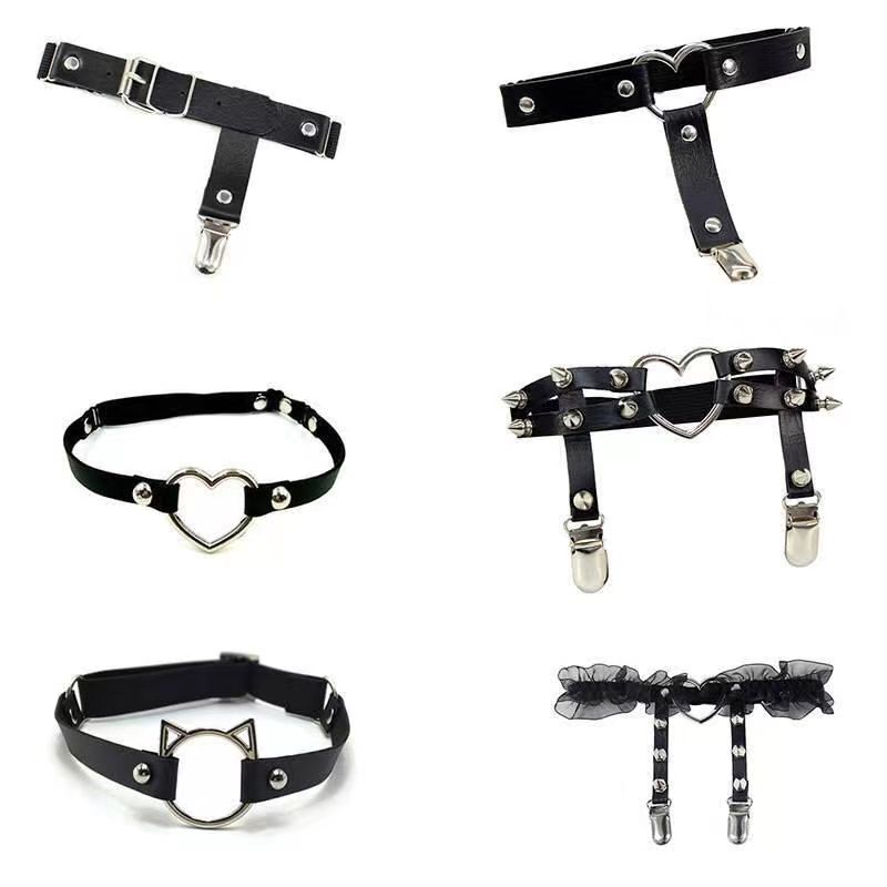 Korean Style Cat Face Thigh Ring Leg Ring Adjustment Anti-Slip Buckle Sock Clip Garter Clip Sock Elastic Thigh Ring Leg Decoration