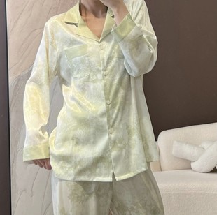 2024 New Ice Silk Pajamas Women's Lingluo Long-sleeved Short-sleeved Three-piece Suit High-end Suit Home Wear Outfit