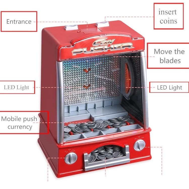 Mini empujador de monedas para niños pequeña luz eléctrica música de escritorio empujador de monedas juguete máquina de juego interactiva entre padres e hijos image 5