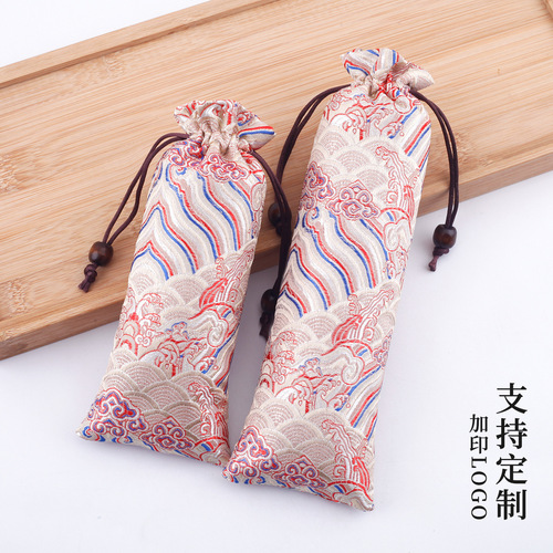 Factory Wholesale Hair Comb Bag, Chinese Style Satin Gua Sha Board Jewelry Pouch, Hairpin, Beaded Necklace Gift Packaging Bags