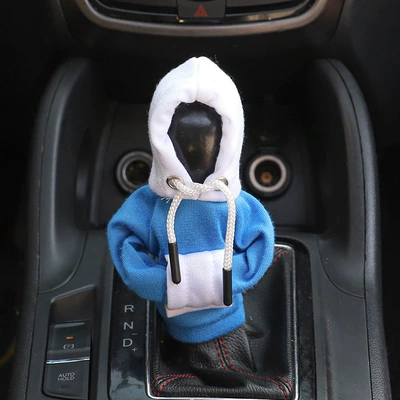 hooded gear lever clothing set Sürətlər qutusu və əl tormozu başlıqları - blue-and-white-color-matching-white-hat