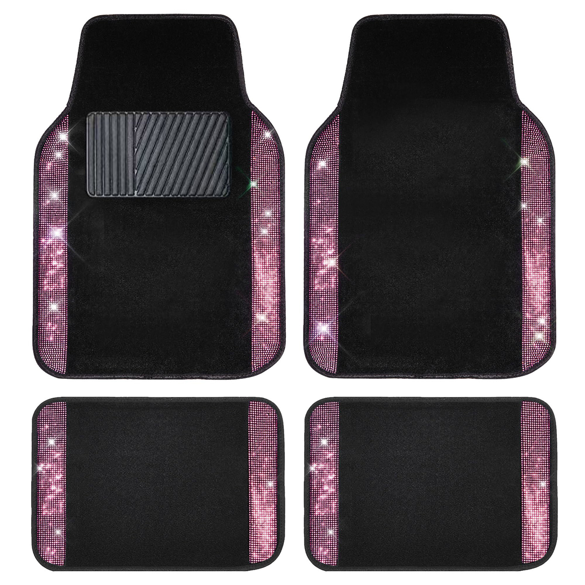 Cross-border universal car floor mats, velvet with sparkling rhinestones, full crystal anti-slip PVC car interior floor mats
