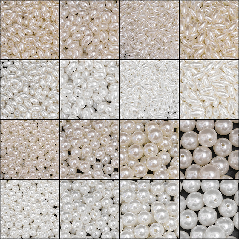 ABS perforated imitation pearl water mill highlight loose beads diy handmade beaded jewelry homemade bracelet accessories bag