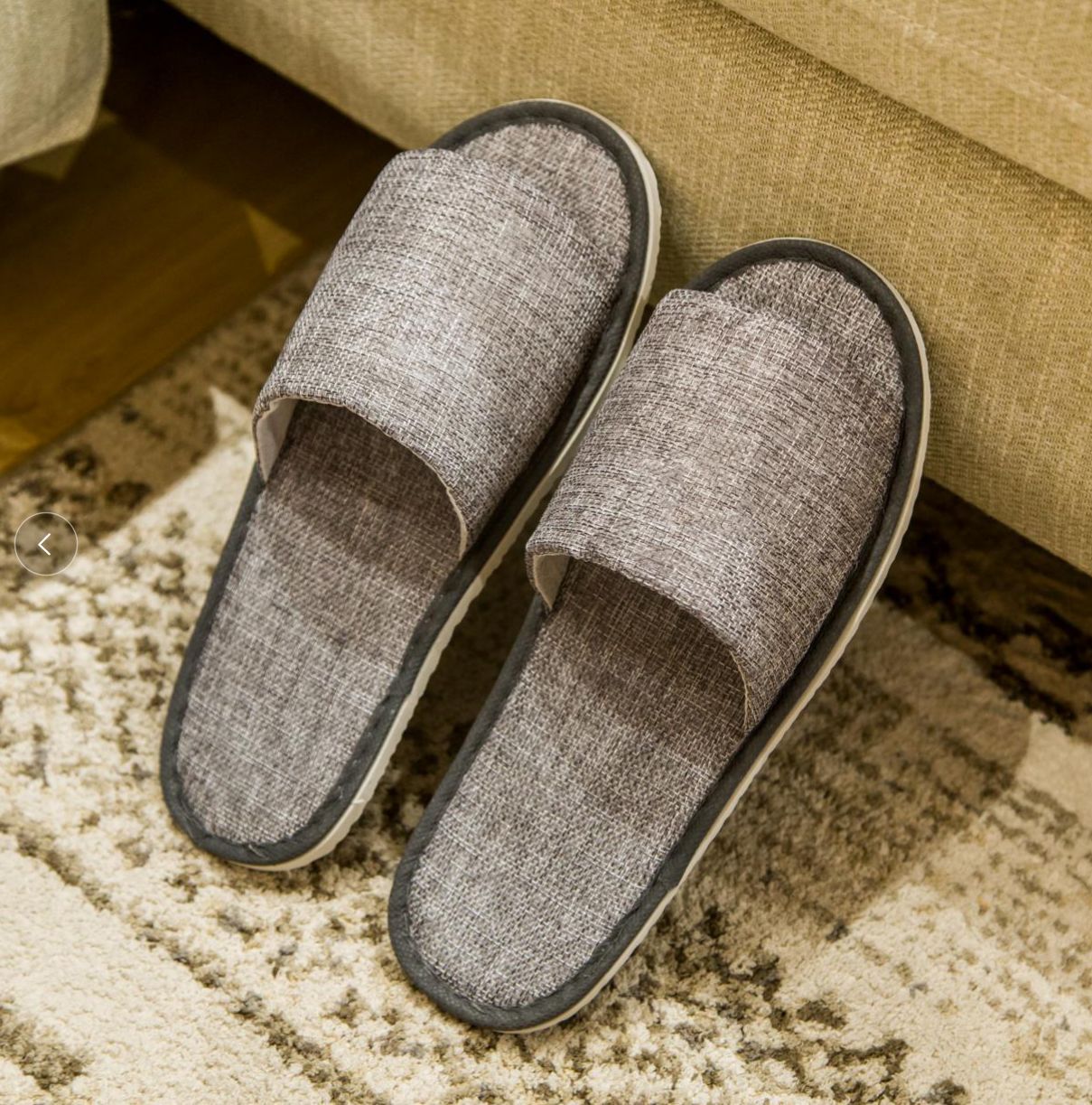 [No. 022] Thickened open linen slippers (grey)