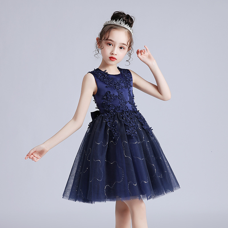 Robe de scène pour chorale pour filles – Élégante robe de princesse courte en tulle avec jupe bouffante (80-160 cm, 5 couleurs pour concerts et mariages)_voghion.com