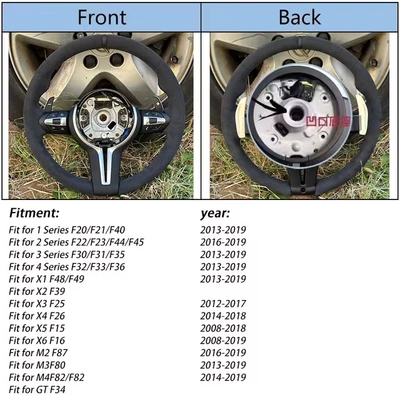 Suitable for BMW F series chassis 3 series 5 series full suede leather painted black button frame steering wheel assembly (Steering wheel) - full-suede-with-three-color-stitching-and-notches