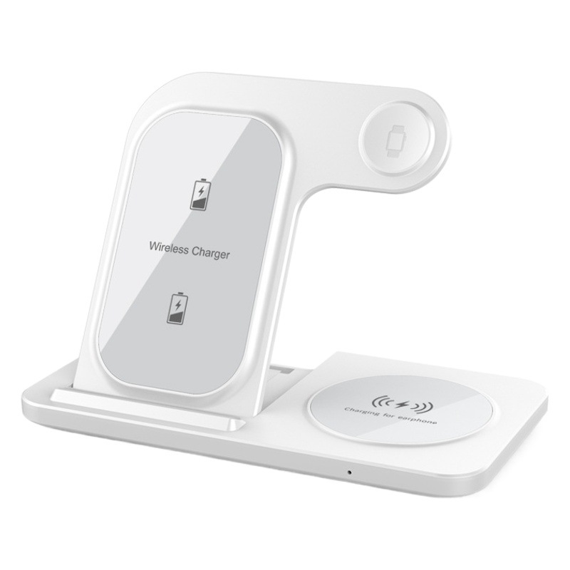 Nuevo en existencia soporte vertical de escritorio de carga rápido de carga inalámbrico de tres en uno para el cargador inalámbrico del teléfono móvil de Apple