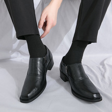 春秋高跟5cm商务皮鞋男韩版英伦夜店粗跟休闲鞋男式增高小皮鞋男