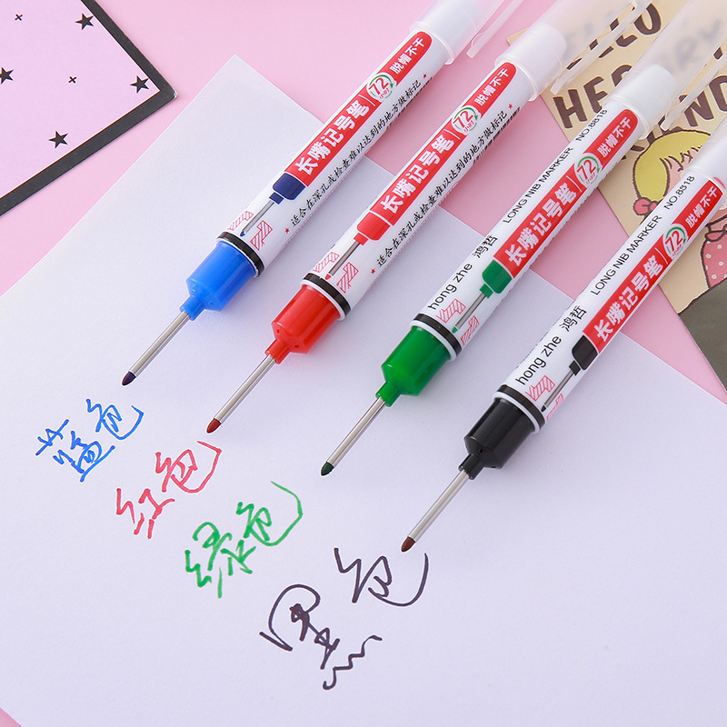 Nuevo marcador de cabeza larga, impermeable, marcador de azulejos de agujero profundo, marcador fino para carpintería de secado rápido, bolígrafo a base de aceite multiusos