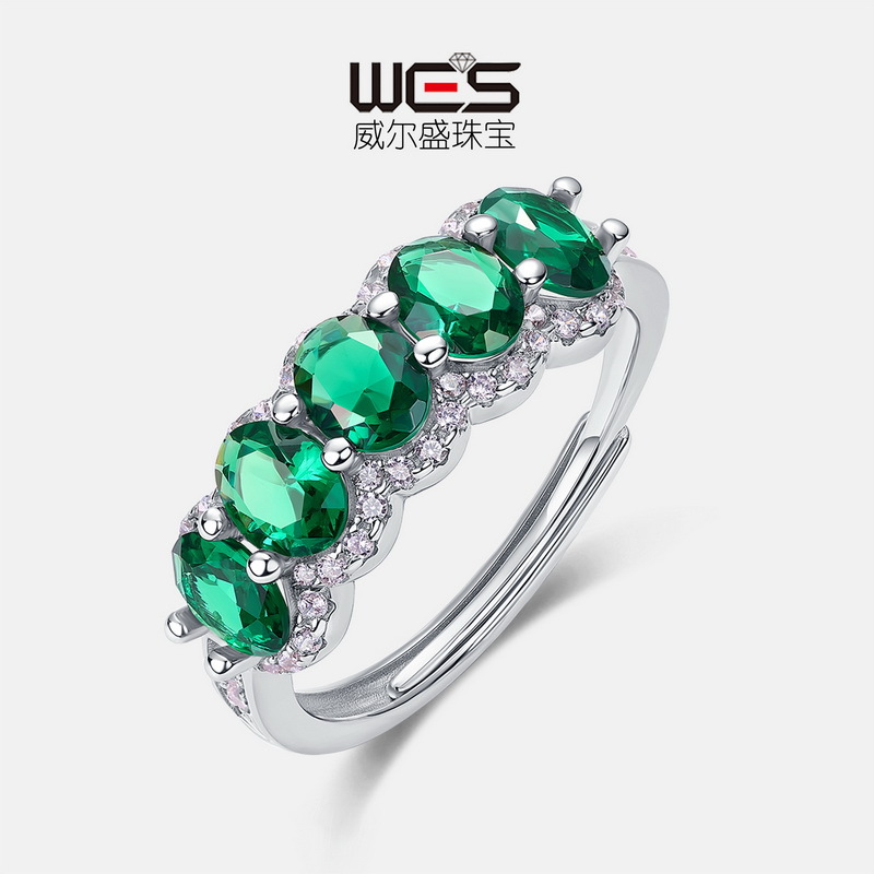 Anillo de nano circonio verde de moda de lujo ligero transfronterizo europeo y americano S925 plata abuela verde retro anillo de dedo de comida personalizado al por mayor