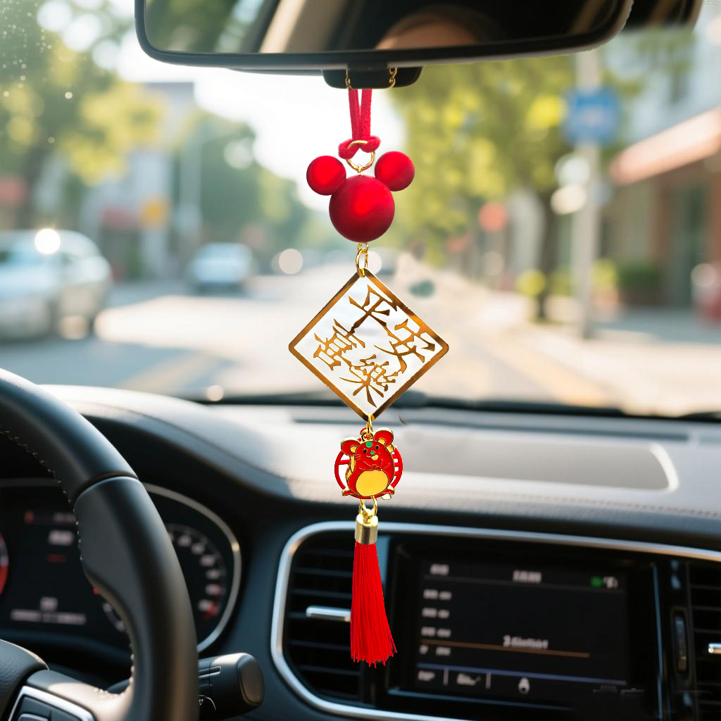 2024 Ping An Joy automóvil colgante del zodiaco del automóvil colgante espejo retrovisor colgante metal femenino