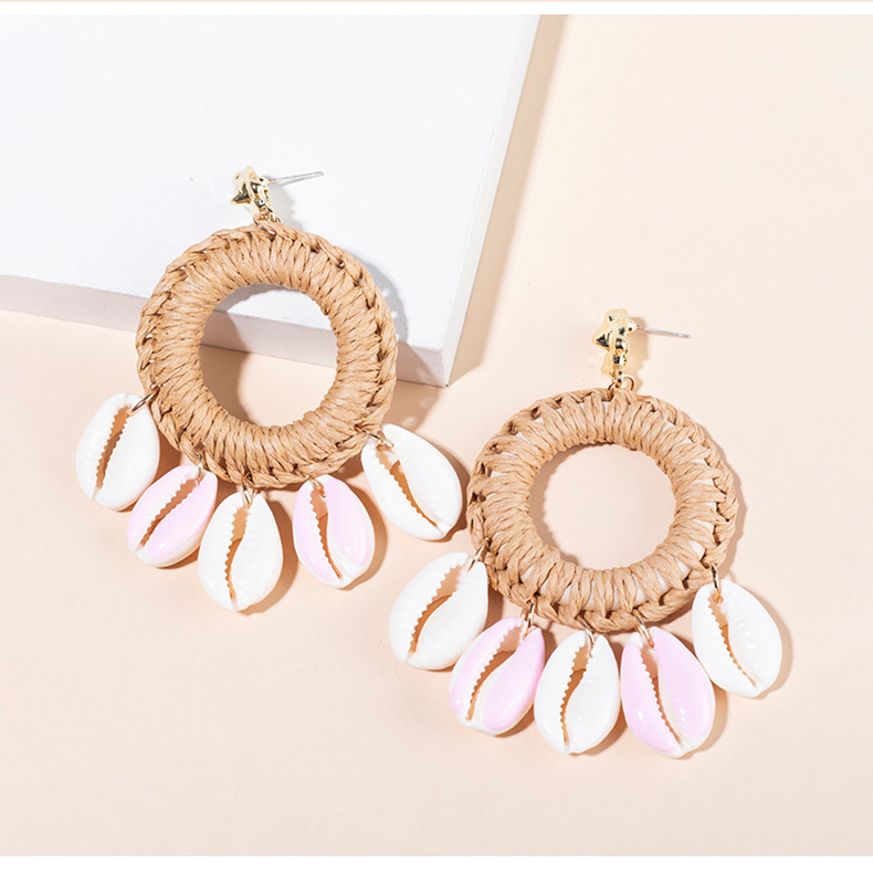 Women'S Gender Vacation Shell Rattan Drop Earrings