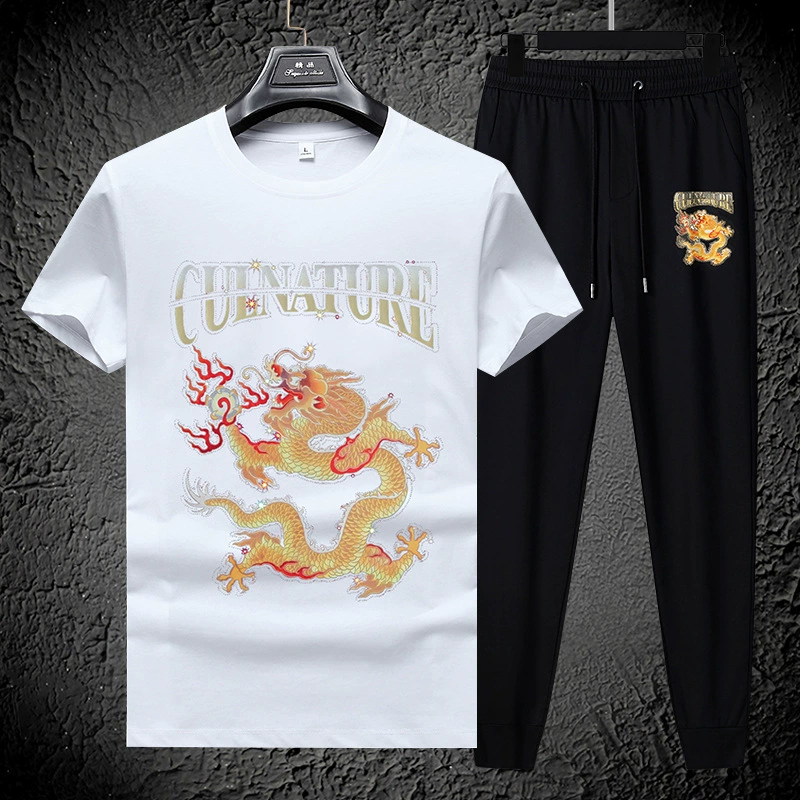 High-end summer fashionable sports set, short sleeve T-shirt for leisure, trousers, oversize