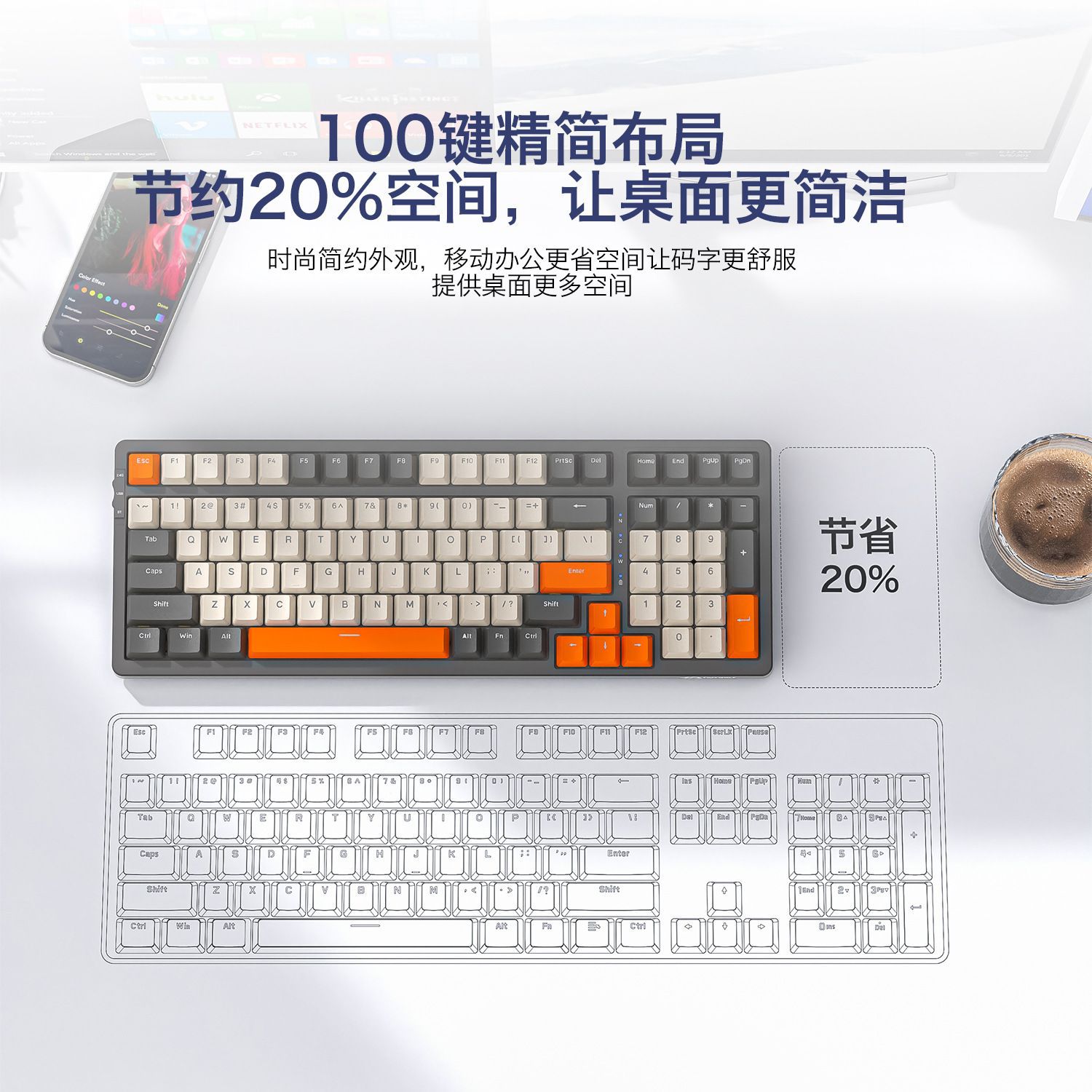 K8 teclado mecánico inalámbrico 2.4G bluetooth tres modos en caliente intercambiable personalizado estructura de junta de juego