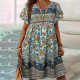 2025 Europe and the United States cross-border Amazon new floral printing short sleeve pullover round neck casual long dress