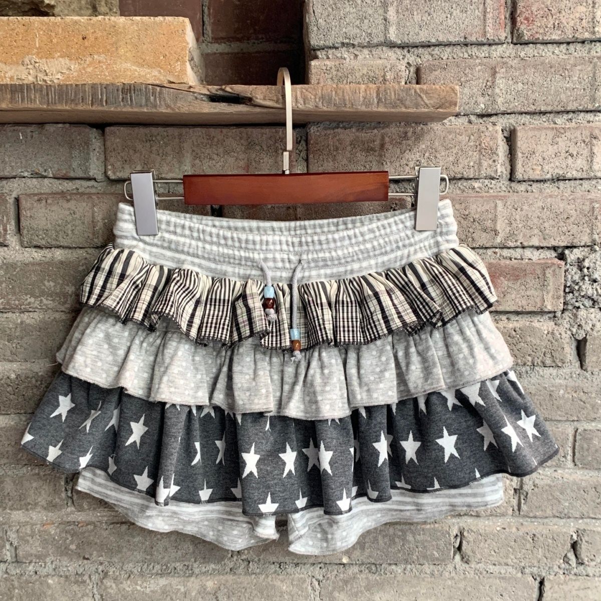 Light Asian Style Three-Layer Polka Dot Star Plaid Cake Skirt Y2K Two-Dimensional Soft Cute Home Cool Spicy Versatile Skirt for Women