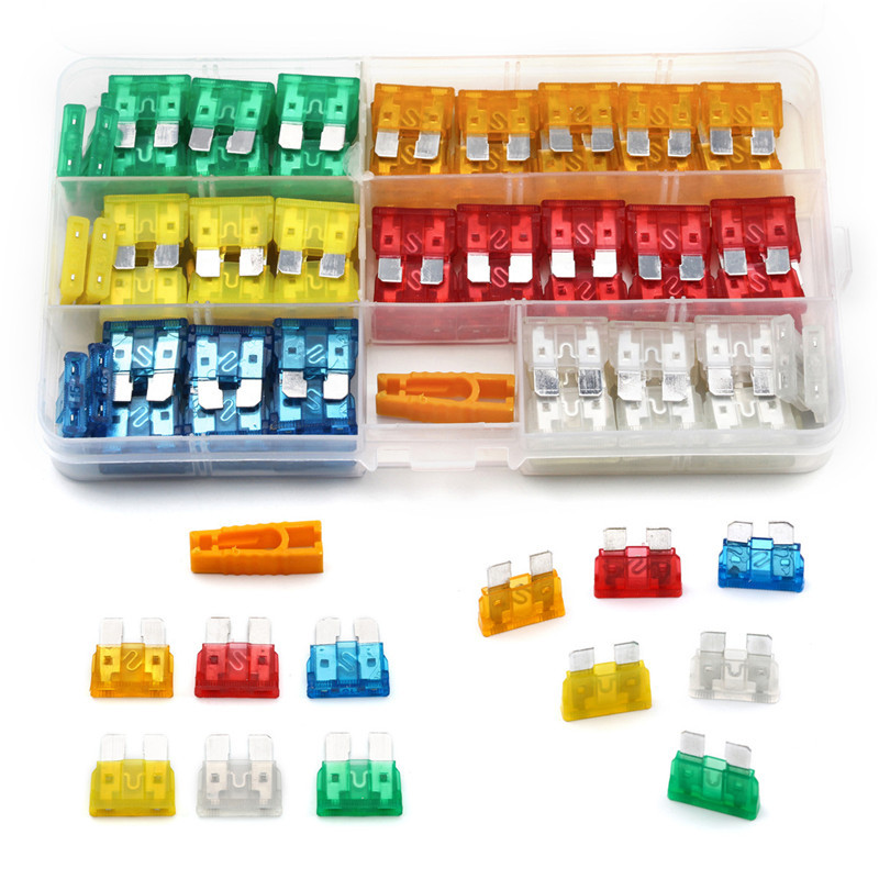 跨境   120pcs盒装保险丝 汽车中号插式保险片车用5A/10A-30A套装