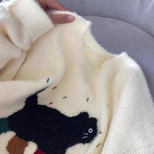 圣诞立体小猫刺绣毛衣2025秋冬季新款女装短款针织衫宽松长袖上衣