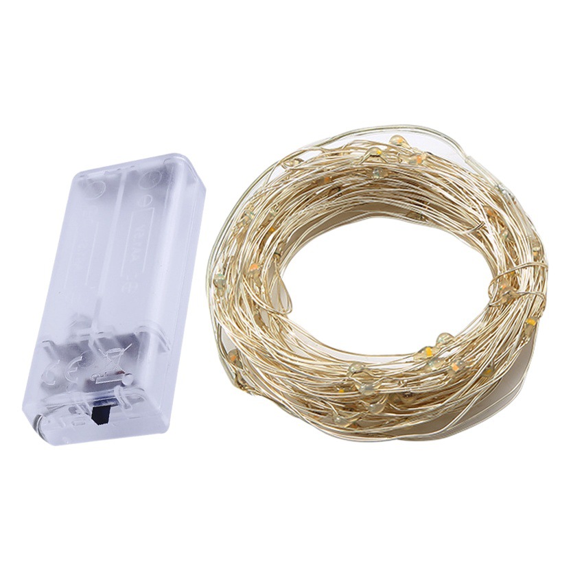 Caja de batería con cadena de luces LED de cobre decoración de flores regalo luz navideña