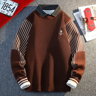 Taobao guest not the first collar wave fade fake two winter sweater high quality black caramel khaki