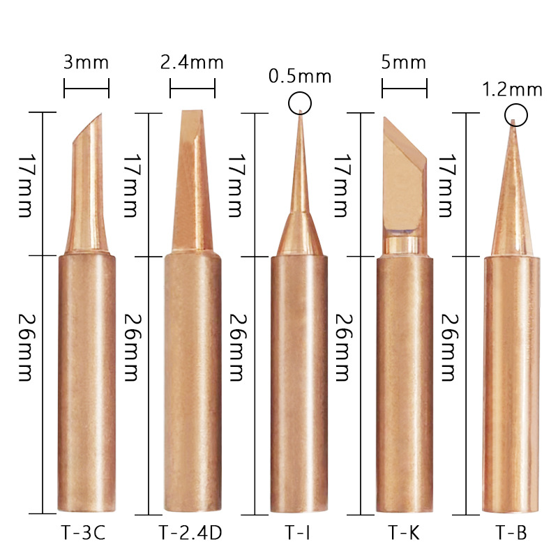 5-pack set of 936 pure copper soldering iron tip, internal heating welding tip, cross-border direct supply of 900m soldering tip