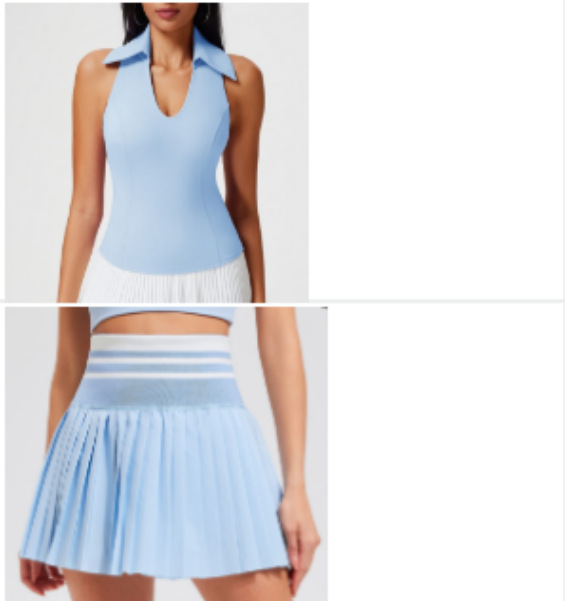 Ropa de tenis de color en contraste, traje deportivo para mujer, chaleco de yoga de secado rápido para correr, top de fitness, falda corta de bádminton, falda image 16
