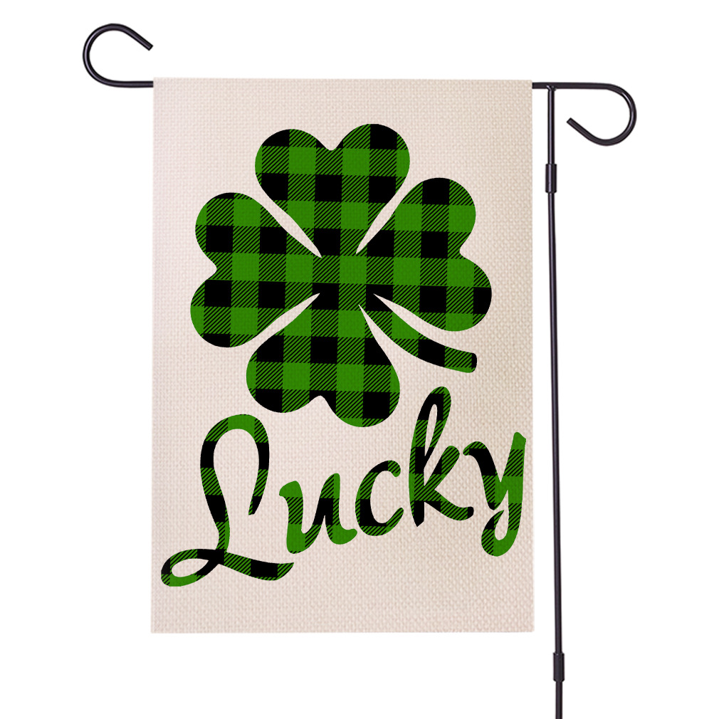 亚马逊圣帕特里克花园旗新款跨境旗帜庭院装饰吊旗防水亚麻旗子