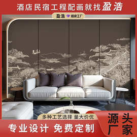 盈浩装饰画源头工厂精选新中式北欧客厅电视床头餐厅壁画墙布硬包