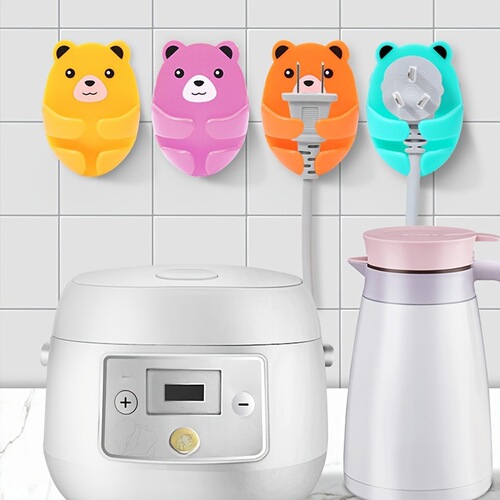 Hole-free plug fixing adhesive hook kitchen wall hanging organizer strong traceless hook electrical plug cord organizer fixed clip