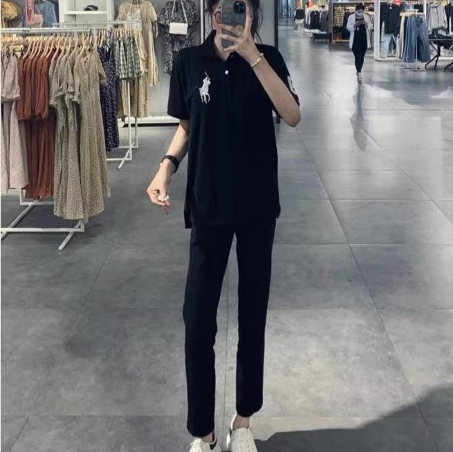 Verano 2023 nueva solapa americana de dos piezas de manga corta Camiseta polo camisa bordada casual de negocios camiseta superior