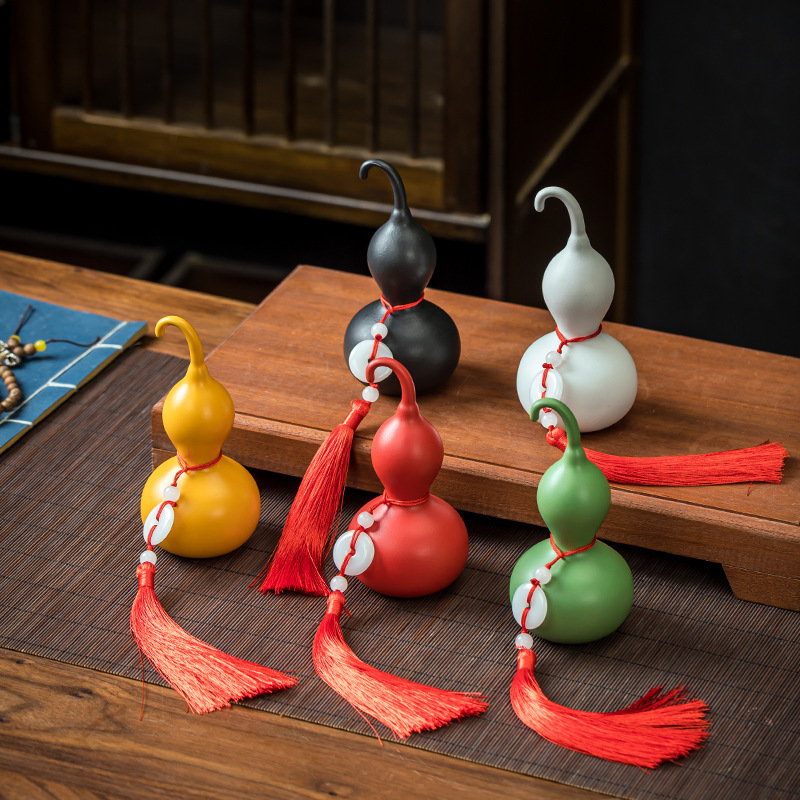 Creative Ceramic Gourd Tea Pet Pendant, Fortune and Wealth, House Mascot, Desktop Home Entrance Crafts Ornaments