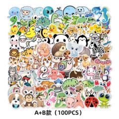 新款跨境50/100張行李箱玩具塗鴉貼畫卡通可愛動物兒童派對貼紙