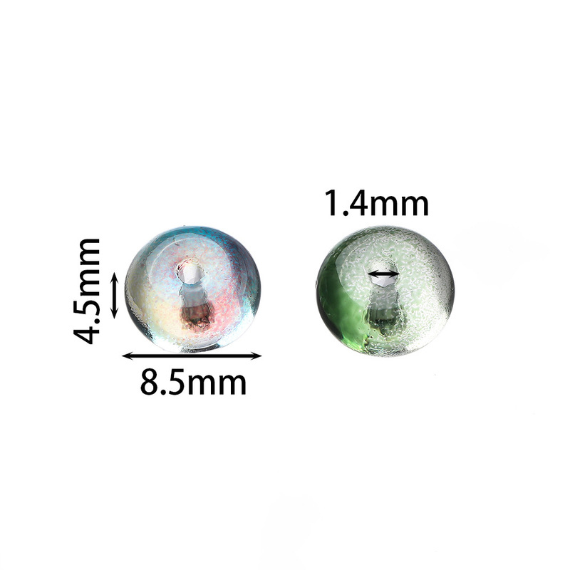 5*8mm12色玻璃透明扁圆珠 彩色琉璃算盘珠散珠孔1.4diy手机链串珠|undefined