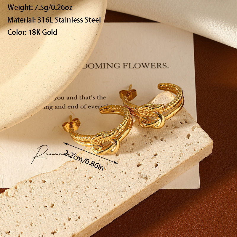 10g Weight Titanium Steel Ear Needle Material Ear Studs Classification 1 Pair Quantity Daily, Street Occasion Titanium Steel Material Geometric Pattern All Seasons Season Women's Gender Plating Design Retro, Commute Style 1 Pair Retro Commute Geometric Plating Titanium Steel Ear Studs 47