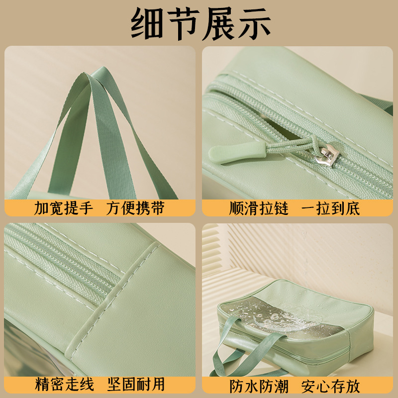 Bolsa de cosméticos de PU con diseño dividido, elegante bolsa de almacenamiento de maquillaje portátil, venta al por mayor, gran apertura, bolsa de aseo de gran capacidad, dropshipping