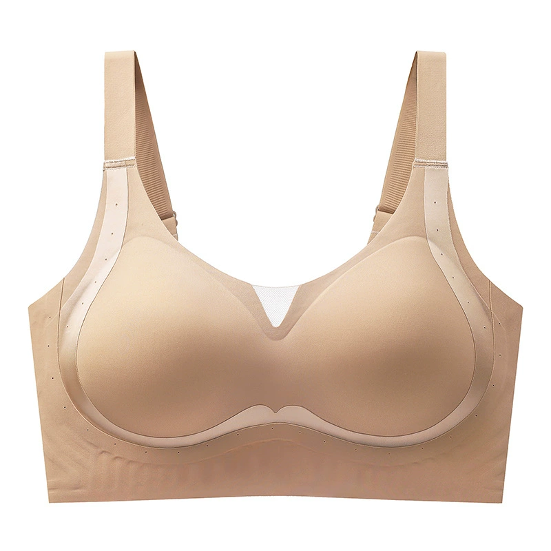 Push‑up wireless bra, plus‑size supporting top, molded cups, sizes M–5XL