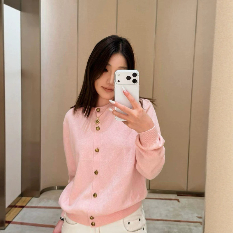 Shenzhen Nanyou 26 early autumn new old money style knitted cardigan, round neck, buttoned, long-sleeved cashmere base sweater for women
