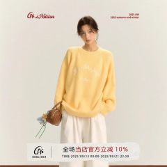 iNSLiiSA慵懒风长袖针织衫女秋季新款圆领套头小个子宽松休闲毛衣