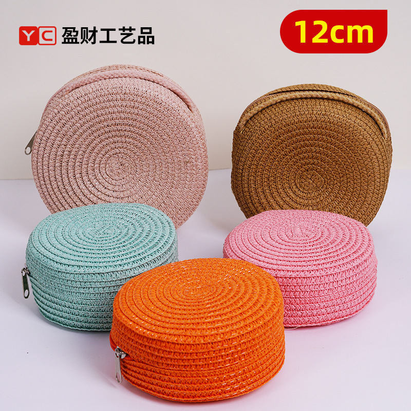 Round Cake Woven Straw Bag for Children and Babies, Travel Crossbody Bag for Girls, New Fashionable Small Bag, Cute and Versatile Summer