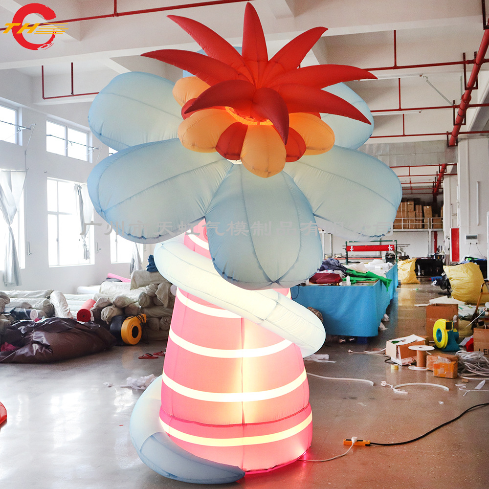 酒吧布置场地充气花朵气模美陈 室内LED发光花朵模型气模