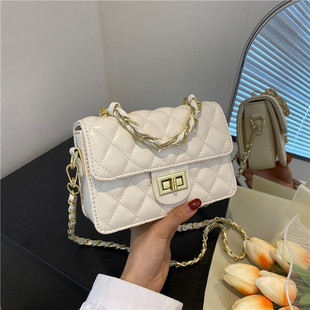 Cross-border manufacturers 2025 spring and summer new women's bags trendy women's small shoulder rhombus chain small square bag foreign style texture single