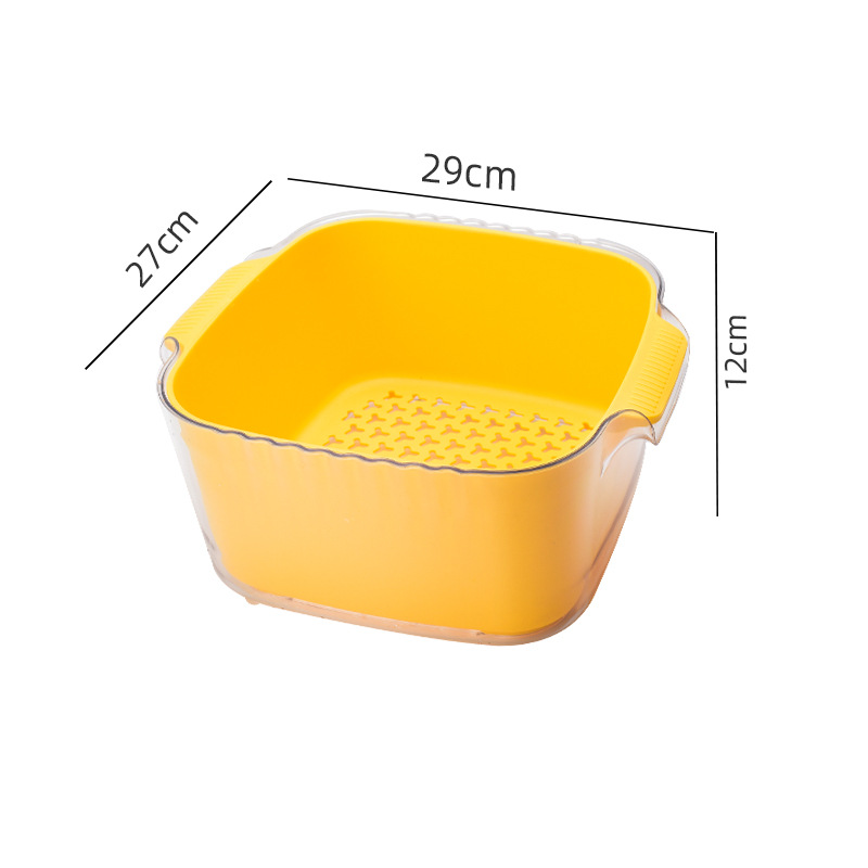 대형 투명 노랑 2 중 배수 바스켓 [PET + PP]]