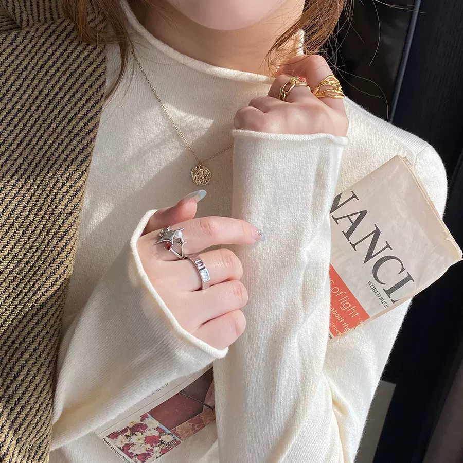 半高领打底衫女秋冬高级感内搭毛衣秋季洋气2023新款中领针织上衣