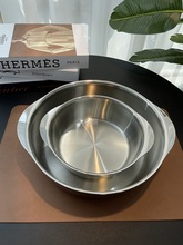 18-10不锈钢带耳盆三层钢加厚火锅盆水煮鱼盆电磁炉可用