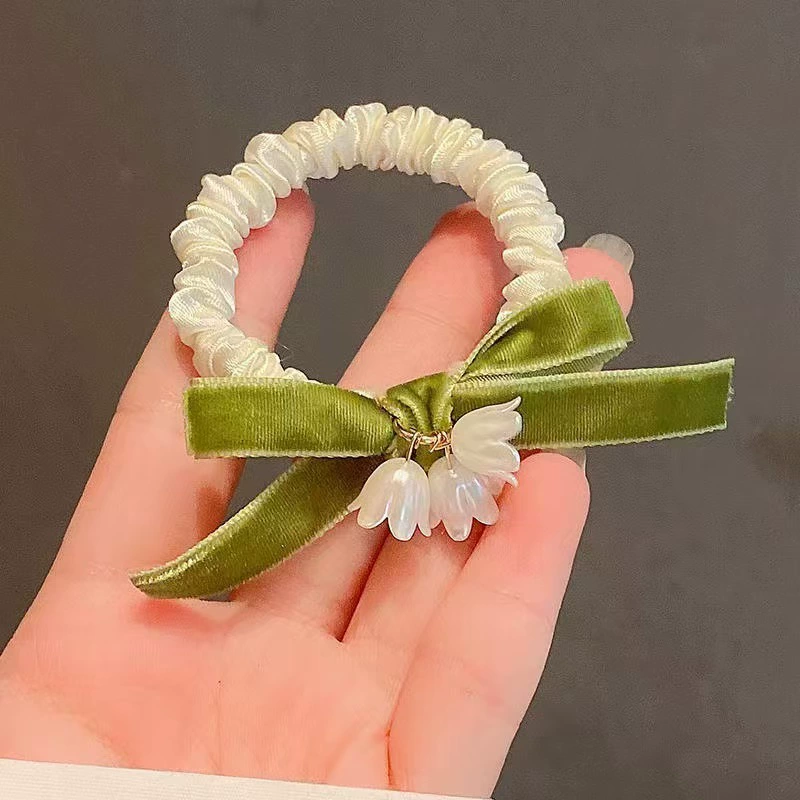 Hair rope with tassels, hair accessory, orchid, flowered