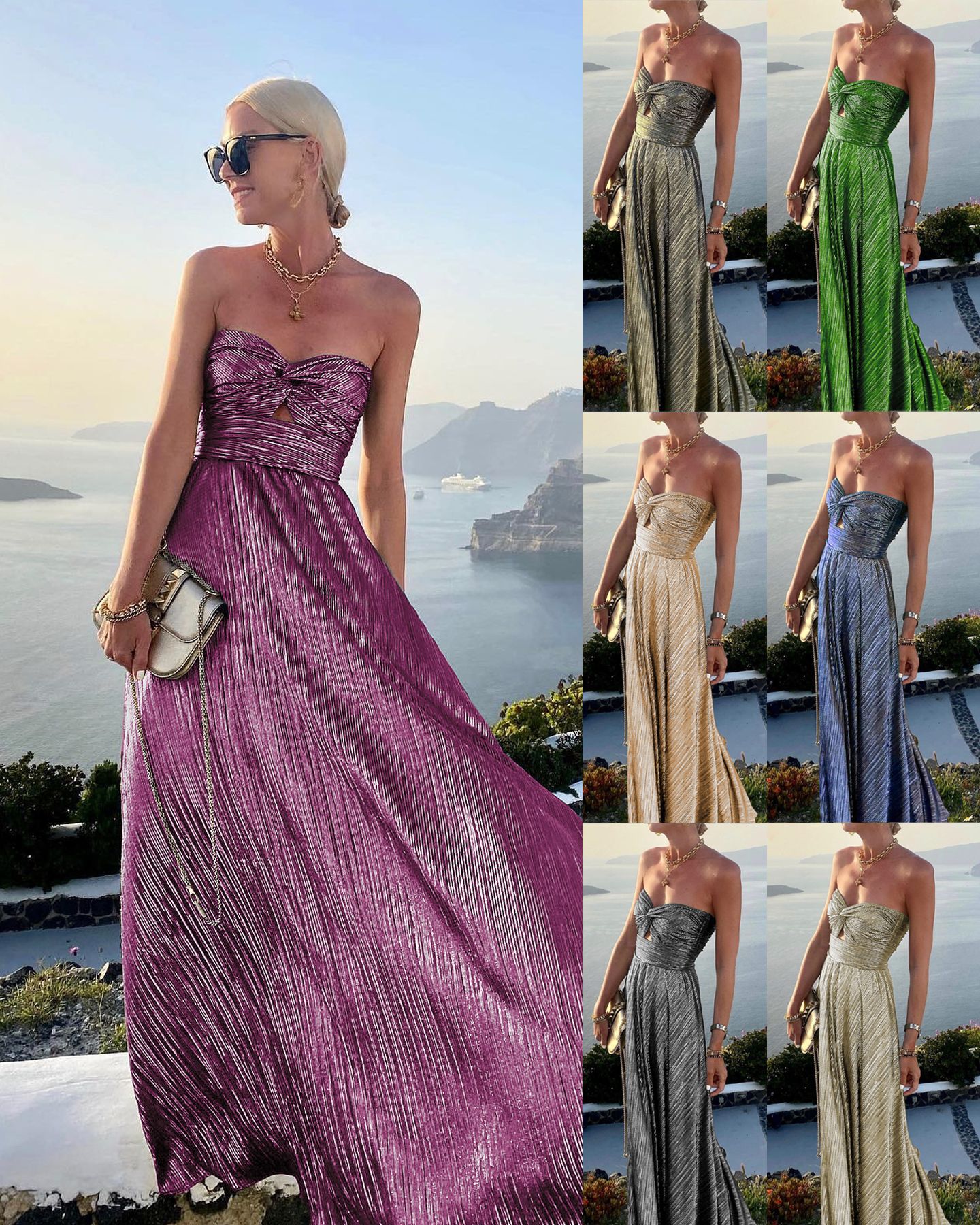 Women's Regular Dress Elegant Strapless Zipper Backless Sleeveless Solid Color Maxi Long Dress Daily display picture 1